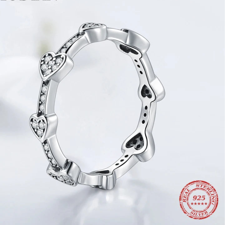 925 Sterling Silver Hearts Jewelry Sets Luxury Ring Earrings