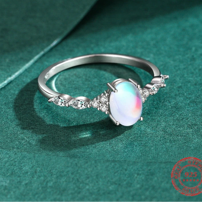 925 Sterling Silver Natural Moonstone Ring