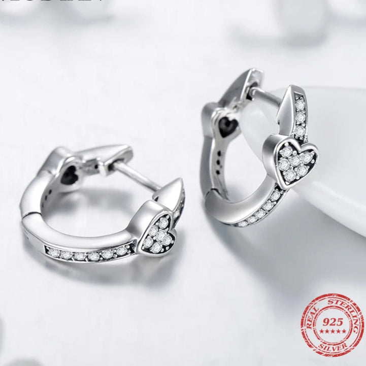 925 Sterling Silver Hearts Jewelry Sets Luxury Ring Earrings