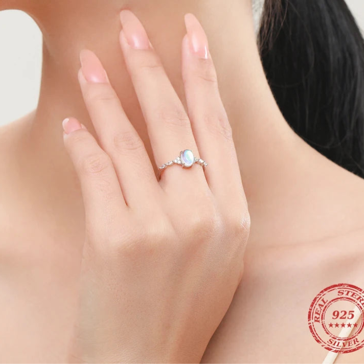 925 Sterling Silver Natural Moonstone Ring