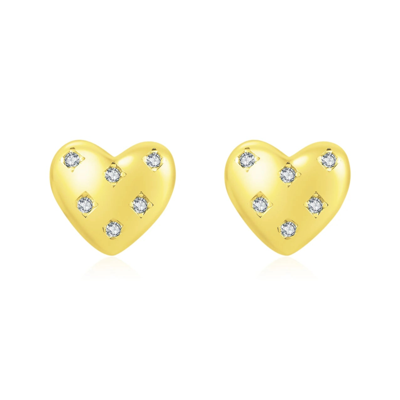 925 Sterling Silver Sparkling Hearts Stud Earrings