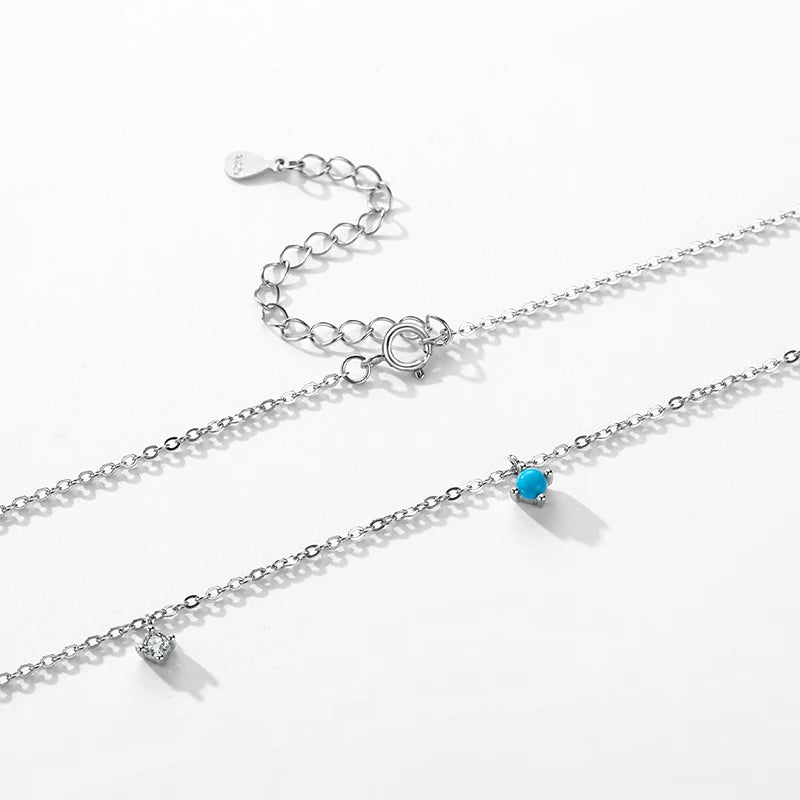 Turquoise necklace in sterling silver