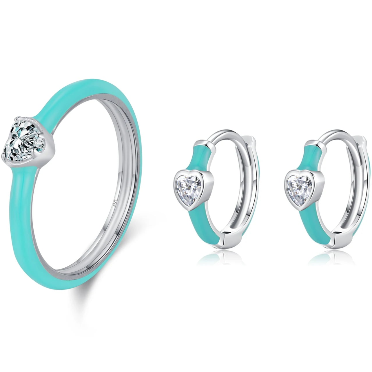 colorful rings and earrings in 925 sterling silver