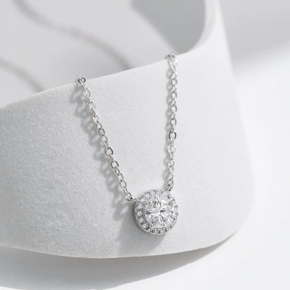 Classic Necklace with 0.8 Carat Moissanite Pendant in Sterling Silver