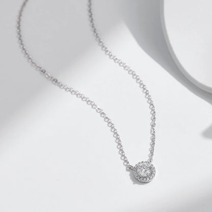 Classic Necklace with 0.8 Carat Moissanite Pendant in Sterling Silver