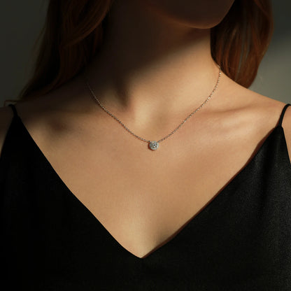 Classic Necklace with 0.8 Carat Moissanite Pendant in Sterling Silver